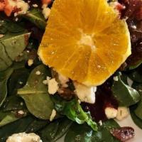 Baby Spinach Salad · Toasted pecans, mandarin orange wedges, roasted bacon and queso panela tossed with raspberry...