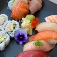 Sushi Sashimi Bluecrab Special · 5pc Sushi (Tuna, Salmon, Yellowtail, Albacore, Shrimp) with 6pc Sashimi ( 1pc Tuna, 1pc Yell...
