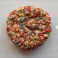 Birthday Cake Cookie · Dough: funfetti cake batter. Mix-ins: Guittard vanilla chips and rainbow sprinkles Topping: ...