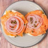 Lox Bagel Open Face  · Get started with Lox served open-faced with cream cheese, tomato, red onions, capers.