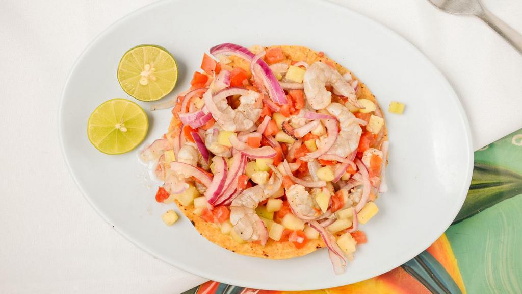Tostada De Ceviche De Camaron - Raw Shrimp · 