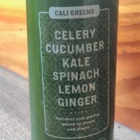 Cali Greens · Celery | Cucumber | Kale | Spinach | Lemon | Ginger
Nutrient rich greens, spiced up with lem...