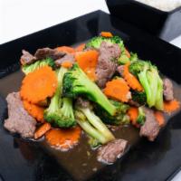 Broccoli Stir Fried · Sauteed choice of meat with minced garlic, American broccoli and carrot with homemade oyster...