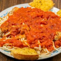 Spaghetti With Meatballs · Comes with meat sauce or marinara sauce.