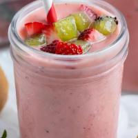 Straw Kiwi Smoothie · Strawberry and kiwi blended with organic coconut water and sweetened with organic agave nect...