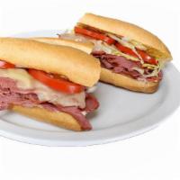Pastrami Sandwich · Served with steak fries or house salad. Pastrami, lettuce, tomatoes, red onions, provolone c...