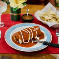 1 Chile Relleno · Vegetarian. Fried Roasted chilaca pepper stuffed with cheese. Topped with ranchera sauce (ch...