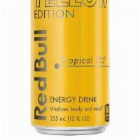 Red Bull Yellow Edition, Tropical 12Oz · Vitalizes body and mind. Artificially flavored. 160 calories per can. Red Bull The Yellow Ed...