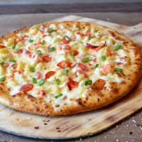 Lobster Mac Pizza · Lobster claw meat, white cheddar mac and cheese, pearl tomatoes, green onions, mozzarella ch...