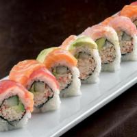 Rainbow* Roll · The classic California Roll† topped with tuna, yellowtail, shrimp, salmon and avocado to loo...