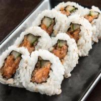 Spicy Yellowtail* Roll · Fresh yellowtail* and Sriracha, combined with cucumber and rolled in seaweed and rice