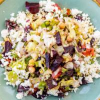 Chopped Beet Salad · Gluten-free. Organic chopped lettuces, beets, garbanzo beans, green beans, tomato, and feta ...