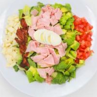 Cobb Salad · Romain Lettuce, Diced Tomatoes, Bacon, Feta Cheese, Avocado And Hard Egg.
Choice Of Meat: Gr...