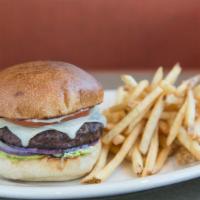 Nordstrom Burger · 1500/1140 cal lettuce, tomato, red onion, white cheddar cheese, roasted garlic aioli, toaste...