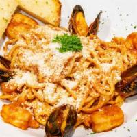 Jambalaya Pasta
 · Spicy. A blend of house tomato sauce and our PK sauce. Contains Shrimp, Calamari, Mussels, a...