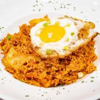 Kimchi Fried Rice
 · Fried rice with minced pork belly and spam topped with fried egg.
