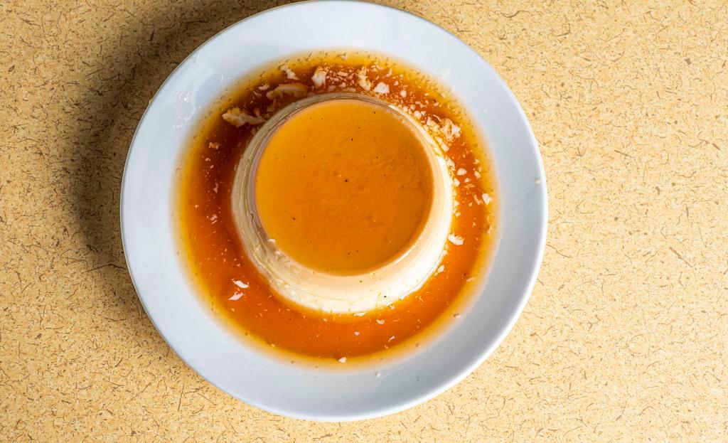 Flan · Smooth rich custard covered with caramelized sugar.