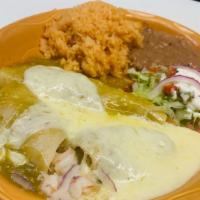 Combo Enchiladas  · 2 enchiladas with rice and beans on the side