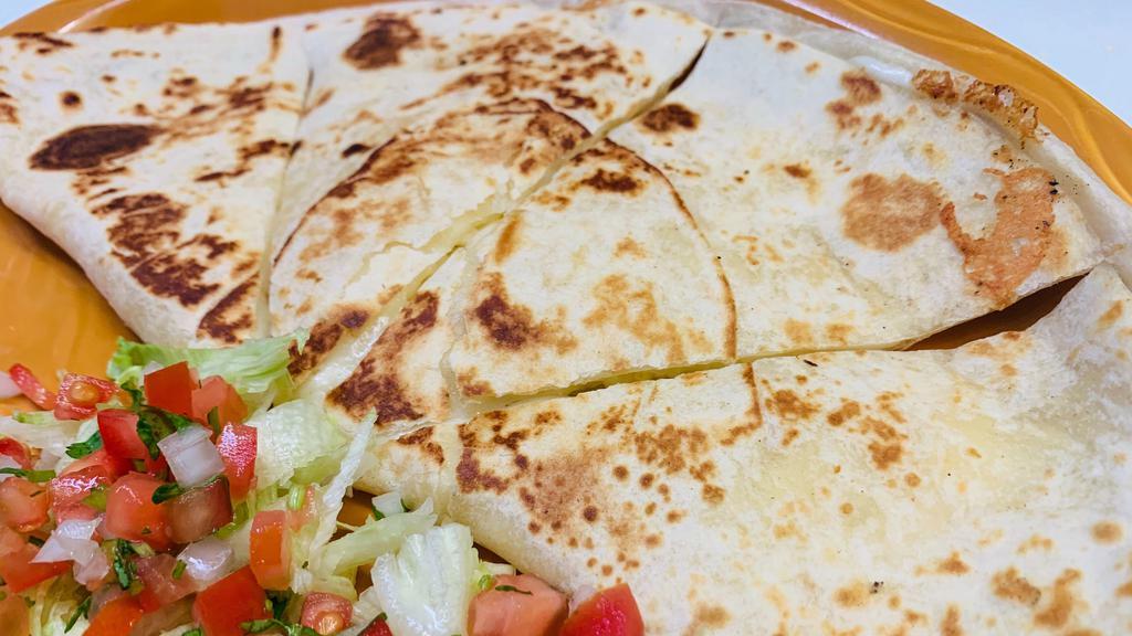 Combo Quedilla · Quesadilla choose your meat with rice beans on the side