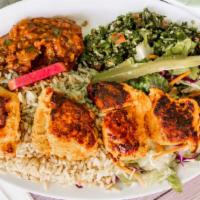 Shish Kabob Plate · Includes choice of chicken, lean beef or ground beef. two sides your choice. Mixed green sal...