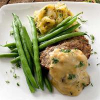 Meatloaf 'N' Cheddar Potato Smash · Freezable. Flavorful and lean turkey meatloaf, mushroom gravy, and a mash of low-fat cheddar...