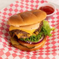Single Burger · 1/4 lb. Fresh Beef Patty with Lettuce, Tomato, Red Onion, Pickles, American Cheese, and Thou...