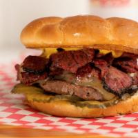 Pastrami Burger Combo · 1/4 lb. Fresh Beef Patty, Pastrami, Pickles, Mustard, and Pepper Jack Cheese. Includes Fresh...