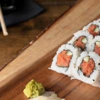 Spicy Tuna Roll · Spicy tuna with sushi rice wrapped in nori.