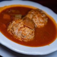Large Albondigas · Rich beef broth filled with vegetables and Mexican meatballs made with beef and pork. Large ...
