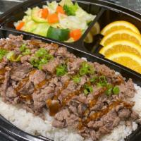 Beef Plate · 1/2 pound of USDA choice beef, choice of rice and steamed vegetables.