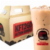 Kft2Go Thai Milk Tea · Contains 8 Medium Sized Drinks, 1 Select Topping, and Straws.