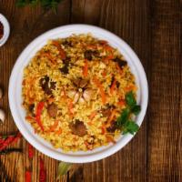 Rice Pilau · Vegetarian. Basmati rice with green peas, cumin, and turmeric.