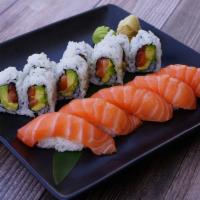 Salmon Sushi Special  · 5pc Salmon sushi, 8pcs of Salmon Avocado Roll.