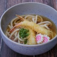 Tempura Udon · Topped with shrimp tempura.
