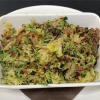 Brussels Sprouts · Hickory Smoked Bacon, Caramelized Onions