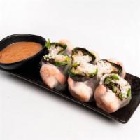 Spring Rolls · Made with bean sprouts, basil, lettuce, vermicelli, wrapped in rice paper, served with peanut.