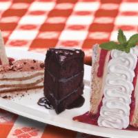 Dolce Platter · Why settle for just one? Tiramisu, Double Dark Chocolate Cake, Homemade Cheesecake and Itali...