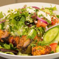 Zayna'S Famous Salad · Olives, romaine, tomatoes, feta cheese, cucumbers,Zayna Dressing.
Add Chicken Kabob or Chick...