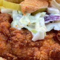 Nashville Hot Fried Chicken Sandwich · Fried chicken breast tossed in Nashville-style spices, tasty sauce spread, creamy coleslaw, ...