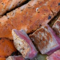 Ny Steak And Salmon Hibachi Box · 8oz NY STEAK - 8oz SALMON - FRIED RICE - GRILLED VEGETABLES - CHOICE OF 2 SAUCE