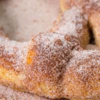 Sinful Cinnamon Pretzel · A whole pretzel baked fresh and tossed with cinnamon sugar. Sweet!.