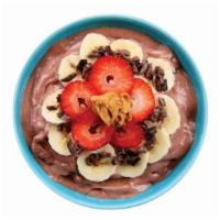 Pb Acai Bowl · Acai, banana, strawberry, almond milk, peanut butter, granola, cacao nibs, and honey.