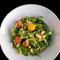 Arugula Salad · Grilled chicken breast, arugula, rainbow cherry tomatoes, cucumber, red onions, pecorino che...