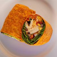 Chipotle Chicken Wrap · Grilled chicken breast, homemade black beans, shredded cheese, pico de gallo, sweet corn, ro...