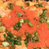 Poke Bake · Your Choice of Salmon, Chicken or Scallop mix with shrimp, crab salad. Masago & green onion ...