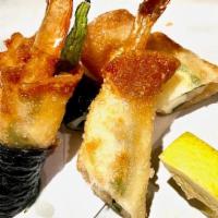 Fire Cracker · Shrimp, Cream Cheese, Shiso Leaf, Dried Seaweed, Gyoza Skin
