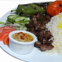 Lamb Kabob Plate · Lid bir. Served with choice of rice, salad or French fries, fresh bread, grilled tomato and ...