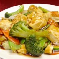 Mix Vegetable Tofu · Stir-fried tofu with our mix of vegetables consisting of cabbage, broccoli, mushroom, carrot...