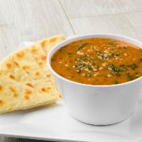 Mediterranean Lentil Soup · Vegan. With green lentils, vegetables, ancient grains, and served with warm pita.