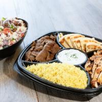 Family Feast 6Ppl · Serves 6. Pick 2 proteins and 2 sides. Includes warm pita bread and your choice of sauce.